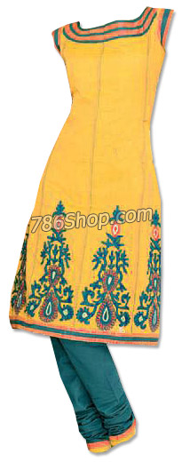  Yellow/Teal Georgette Suit | Pakistani Dresses in USA- Image 1