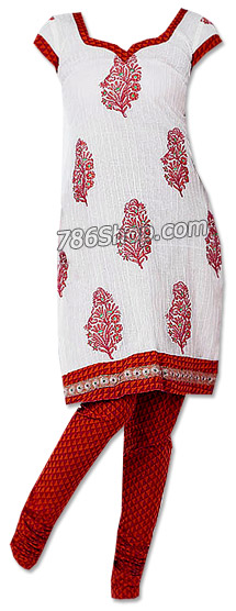  White/Mustard/Red Georgette Suit | Pakistani Dresses in USA- Image 1