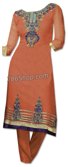  Rust Georgette Suit | Pakistani Dresses in USA- Image 1