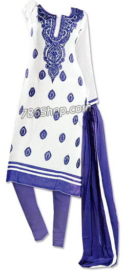  White/Blue Georgette Suit | Pakistani Dresses in USA- Image 1