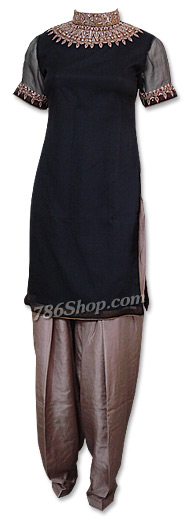  Black/Brown Chiffon Suit  | Pakistani Dresses in USA- Image 1