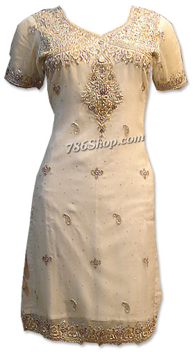  Off-White Chiffon Suit | Pakistani Dresses in USA- Image 1