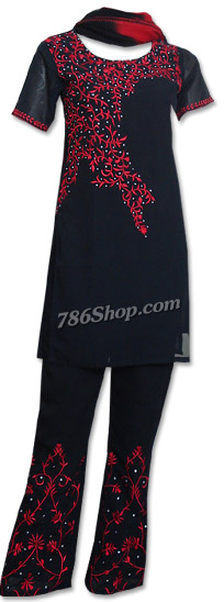  Black Georgette Trouser Suit | Pakistani Dresses in USA- Image 1