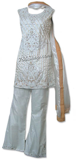  Off-white Silk Suit | Pakistani Dresses in USA- Image 1