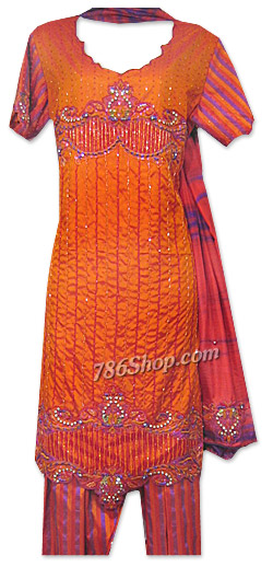  Orange Silk Suit | Pakistani Dresses in USA- Image 1