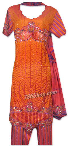  Orange Silk Suit | Pakistani Dresses in USA- Image 1