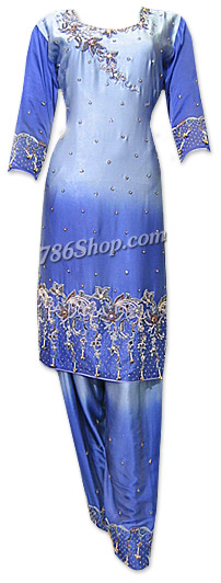  Blue Schmooze Silk Suit | Pakistani Dresses in USA- Image 1