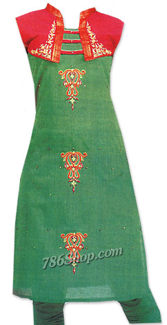  Green Chiffon Suit | Pakistani Dresses in USA- Image 1