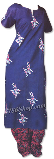  Dark Blue Cotton Suit  | Pakistani Dresses in USA- Image 1