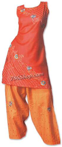  Red/Orange Georgette Suit | Pakistani Dresses in USA- Image 1