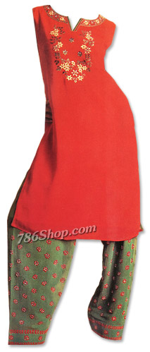 Red/Green Georgette Suit | Pakistani Dresses in USA