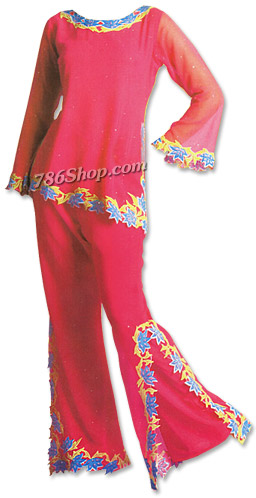  Magenta Chiffon Trouser Suit  | Pakistani Dresses in USA- Image 1
