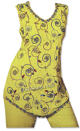  Yellow Georgette Trouser Suit  | Pakistani Dresses in USA- Image 1