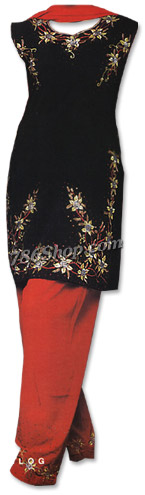  Black/Red Georgette Suit | Pakistani Dresses in USA- Image 1