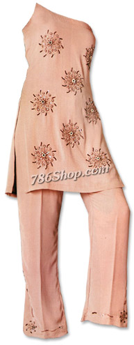  Peach Georgette Suit | Pakistani Dresses in USA- Image 1