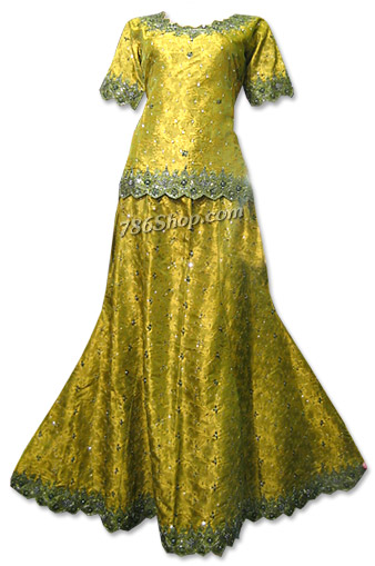 Mustard Jamawar Lehnga | Pakistani Wedding Dresses USA- Image 1