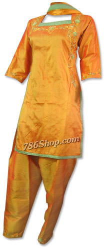  Mustard Silk Suit | Pakistani Dresses in USA- Image 1