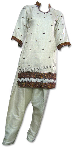  Off-white Jamawar Suit | Pakistani Dresses in USA- Image 1