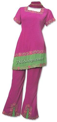  Magenta Georgette Trouser Suit | Pakistani Dresses in USA- Image 1