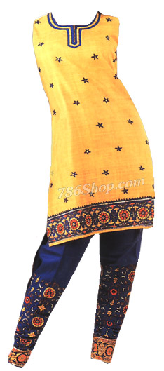  Yellow/Blue Georgette Suit      | Pakistani Dresses in USA- Image 1