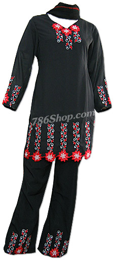 Black Georgette Trouser Suit | Pakistani Dresses in USA