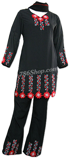  Black Georgette Trouser Suit | Pakistani Dresses in USA- Image 1