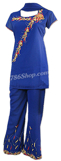  Royal Blue Georgette Trouser Suit  | Pakistani Dresses in USA- Image 1