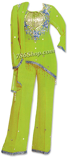  Parrot Green Georgette Suit | Pakistani Dresses in USA- Image 1