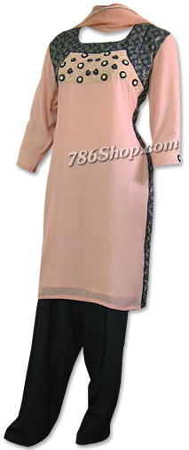  Peach Chiffon Suit | Pakistani Dresses in USA- Image 1