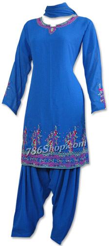  Royal Blue Georgette Suit  | Pakistani Dresses in USA- Image 1