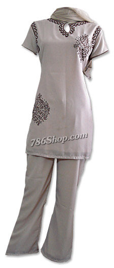  Beige Georgette Trouser Suit | Pakistani Dresses in USA- Image 1
