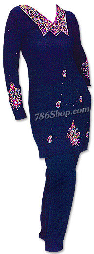 Navy Blue Georgette Trouser Suit  | Pakistani Dresses in USA
