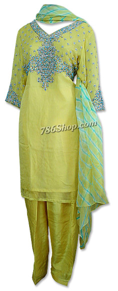  Yellow Crinkle Chiffon Suit | Pakistani Dresses in USA- Image 1