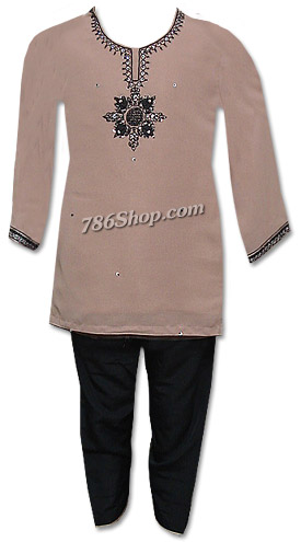  Light Brown/Black Georgette Suit | Pakistani Dresses in USA- Image 1