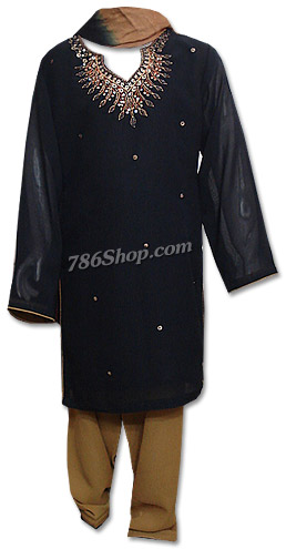  Black/Brown Chiffon Suit | Pakistani Dresses in USA- Image 1