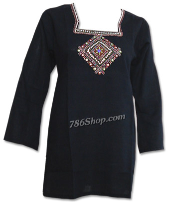  Black Khaddi Cotton Kurti | Pakistani Dresses in USA- Image 1