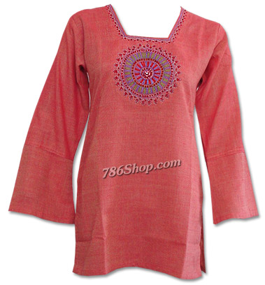  Rust Khaddi Cotton Kurti  | Pakistani Dresses in USA- Image 1