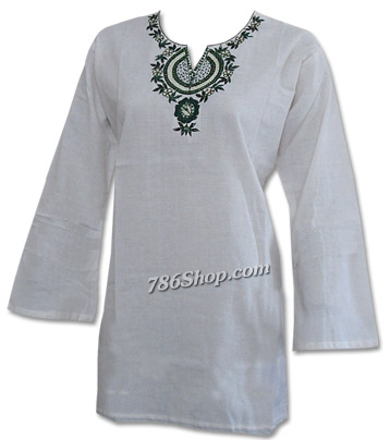  White Khaddi Cotton Kurti  | Pakistani Dresses in USA- Image 1