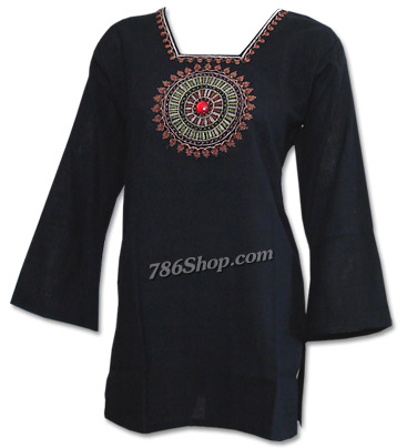  Black Khaddi Cotton Kurti | Pakistani Dresses in USA- Image 1