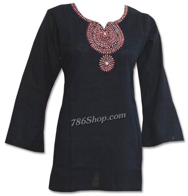  Black Khaddi Cotton Kurti | Pakistani Dresses in USA- Image 1