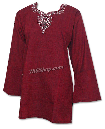  Maroon Khaddi Cotton Kurti | Pakistani Dresses in USA- Image 1