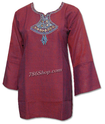  Maroon Khaddi Cotton Kurti | Pakistani Dresses in USA- Image 1