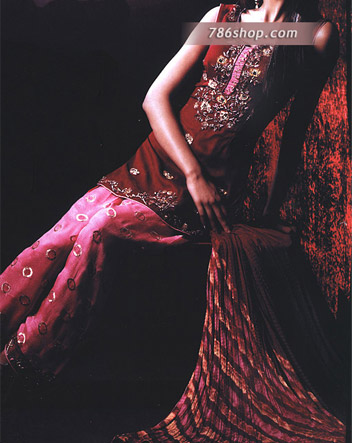  Maroon/Pink Silk Suit | Pakistani Party Wear Dresses- Image 1