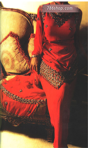  Red Georgette Suit | Pakistani Party Wear Dresses USA- Image 1