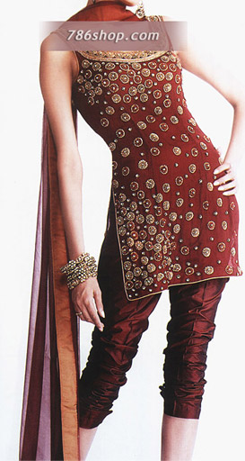  Maroon Chiffon  Suit | Pakistani Party Wear Dresses USA- Image 1