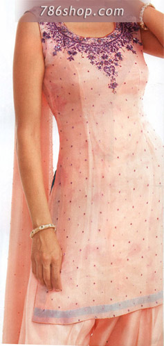  Pink Chiffon/Silk Suit | Pakistani Party Wear Dresses- Image 1