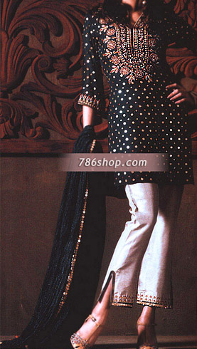  Dark Green/Off-White Chiffon Suit | Pakistani Party Wear Dresses- Image 1