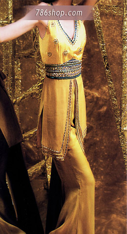  Yellow Chiffon Suit | Pakistani Party Wear Dresses- Image 1