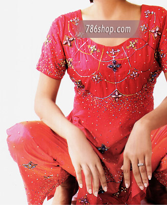  Magenta Pure Silk Suit | Pakistani Party Wear Dresses- Image 1