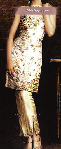 Golden Zarri Jamawar Suit | Pakistani Party Wear Dresses- Image 1